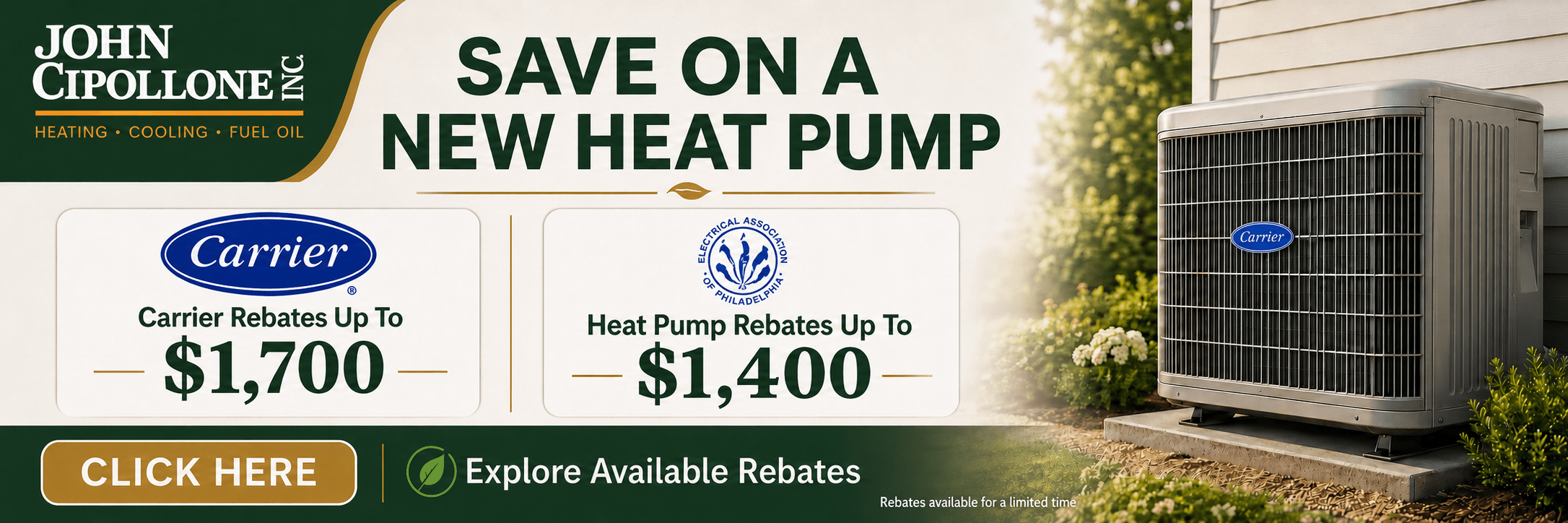 Rebates From JCI Heat Pumps | John Cipollone Inc. Check Out Our Rebates Page